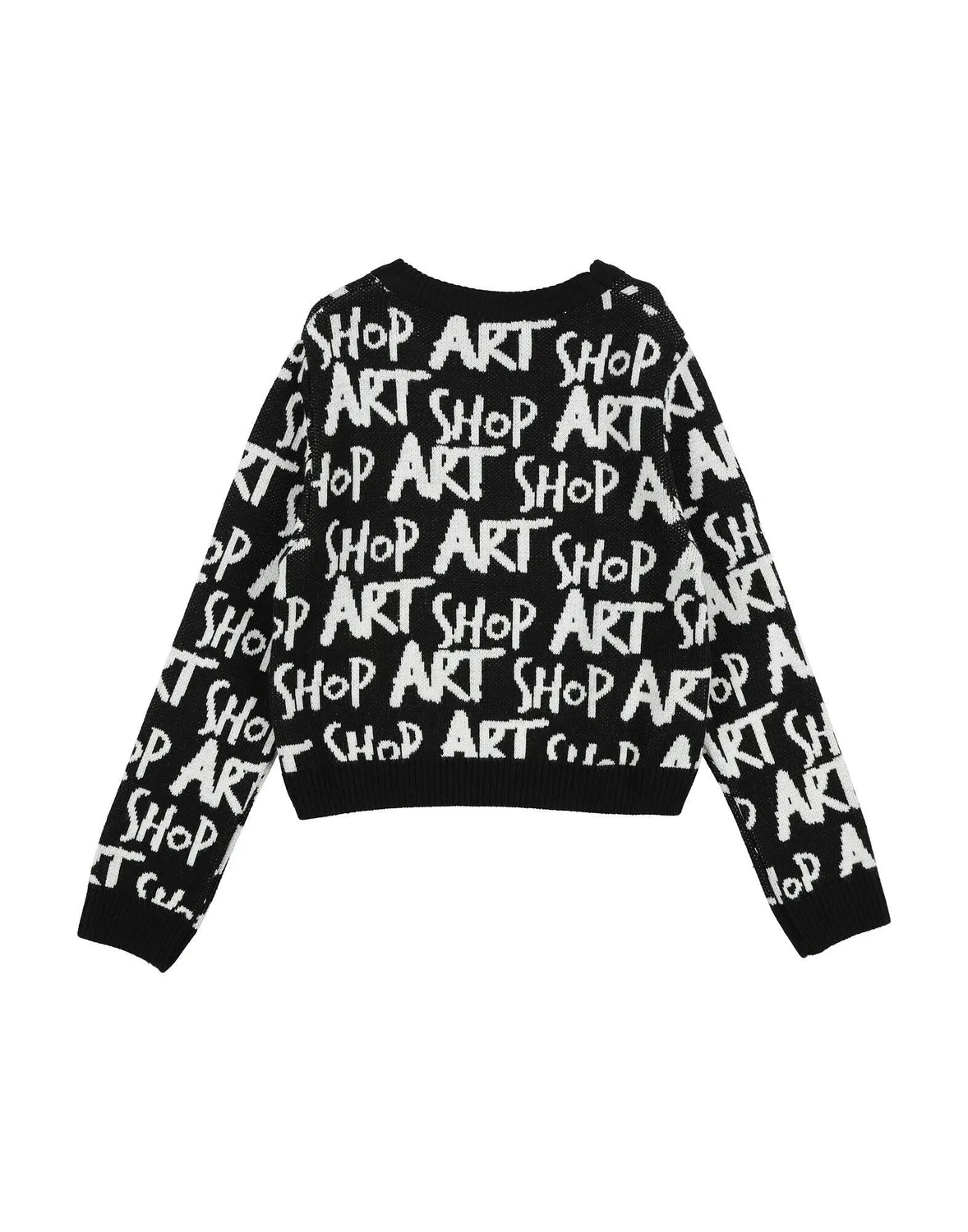 Детский свитер с жаккардовым узором с логотипом Shopart, черный — фото 2