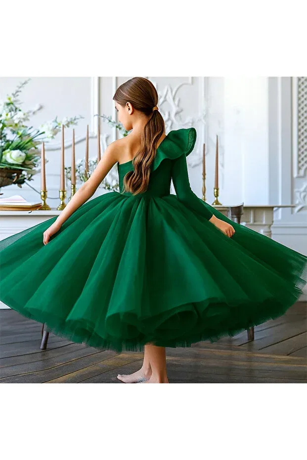 Детское платье для девочек с длинным рукавом Miço Kids, Green