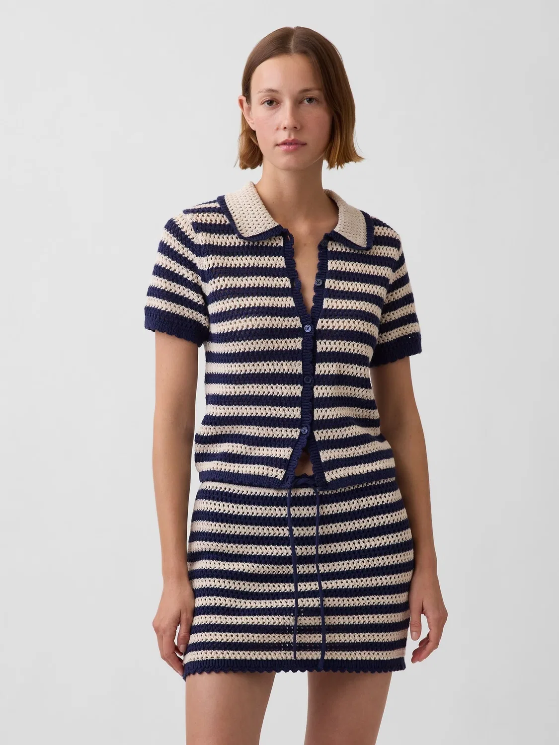 Рубашка хлопковая вязаная Gap, Navy Stripe