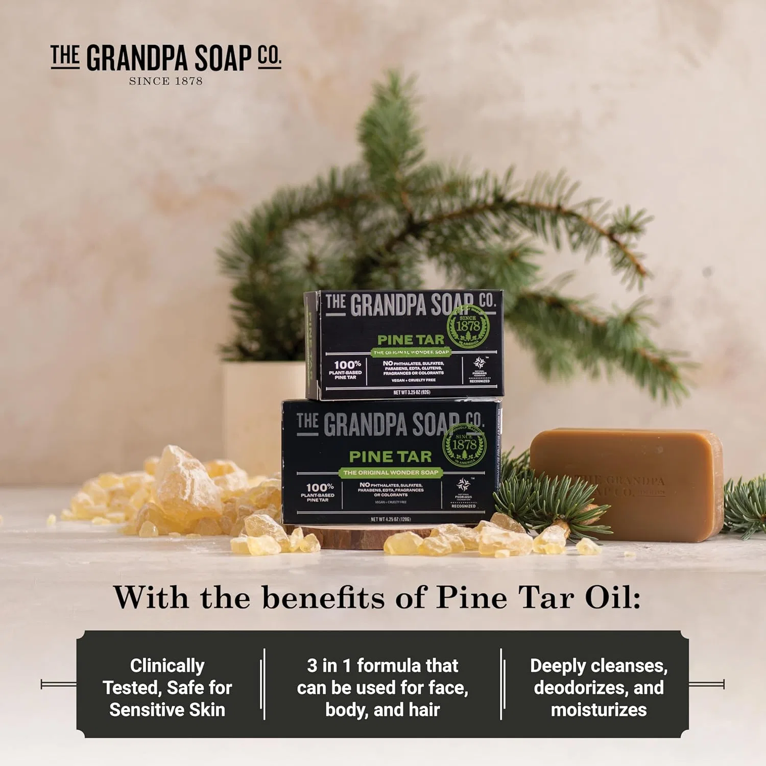 Мыло Pine Tar Soap, The Grandpa Soap Company, 92 г, Pine — фото 4