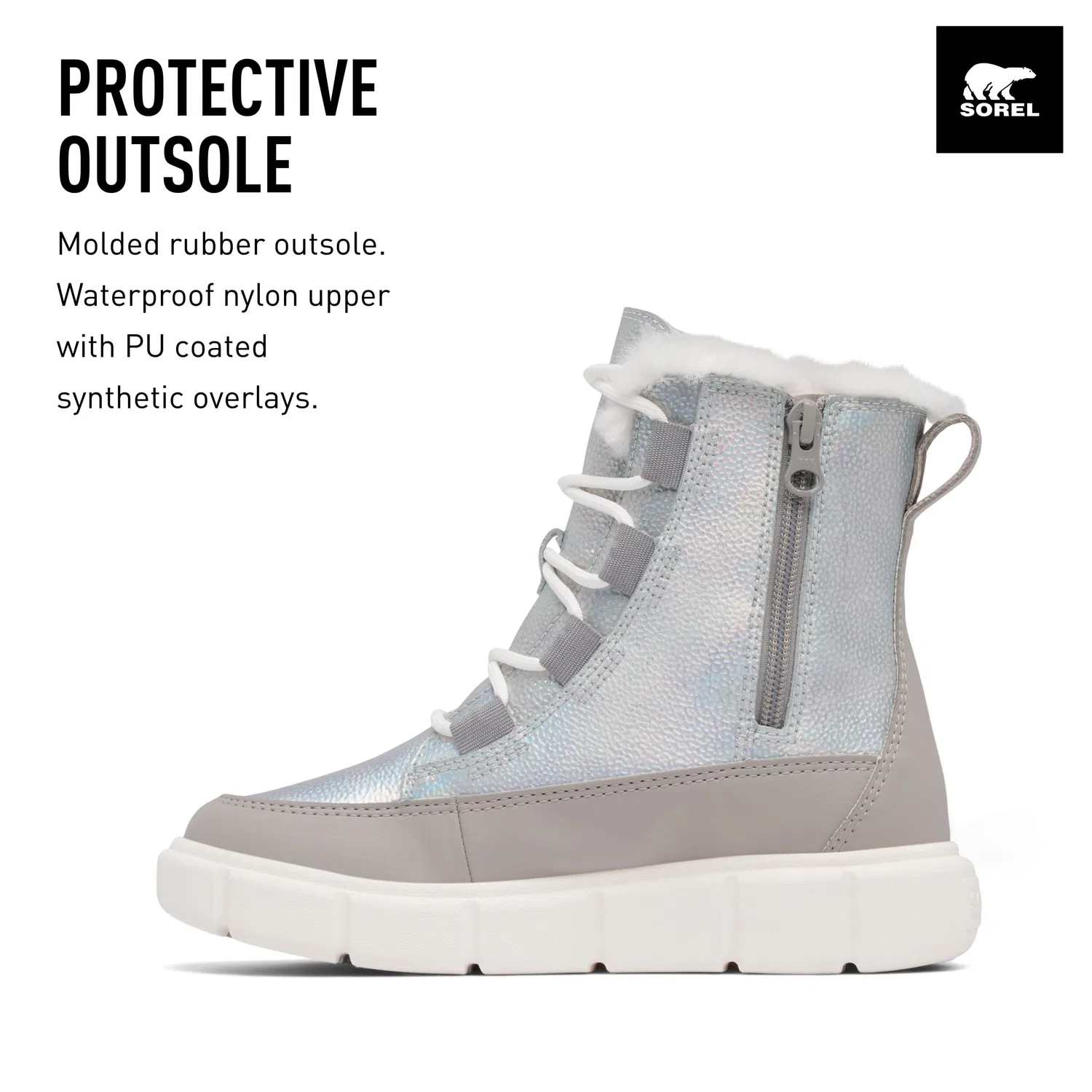 Детские ботинки для мальчиков водонепроницаемые Sorel Explorer Iii Lace Wp Sorel, Pure Silver Grey Chrome — фото 3