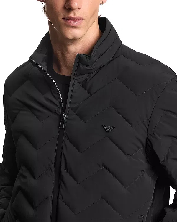 Мужская куртка с принтом Essential Chevron Quilted Jacket Emporio Armani, Black Beauty — фото 4