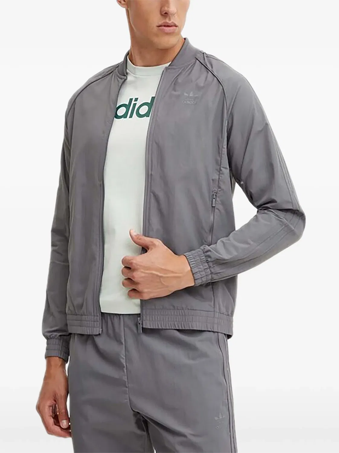 Куртка с логотипом, серого цвета Adidas, серый