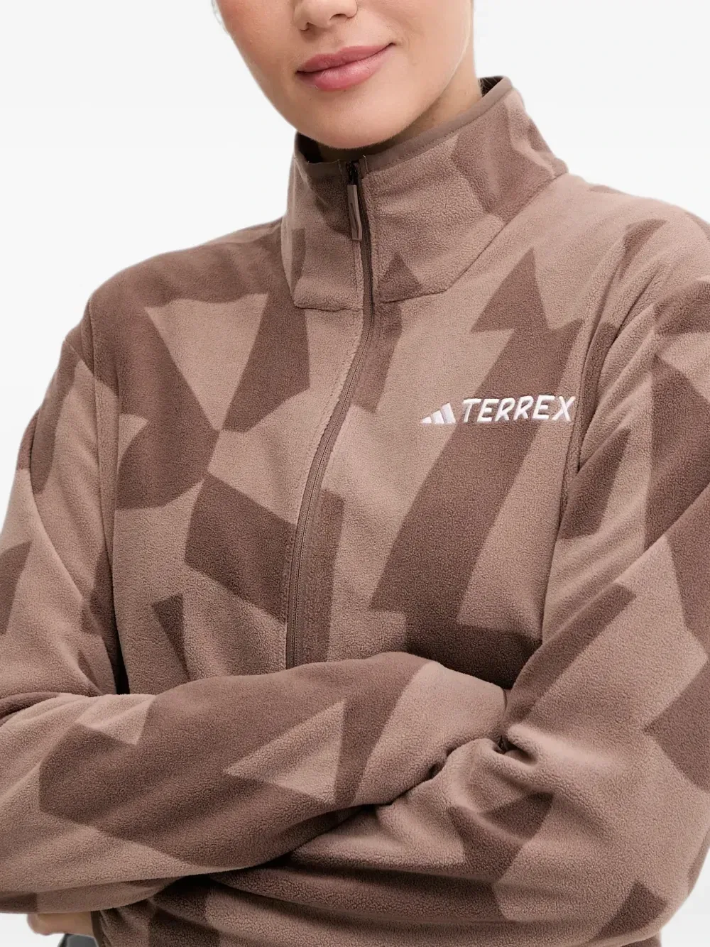 Свитер Terrex на молнии с геометричным принтом Adidas, коричневый — фото 4