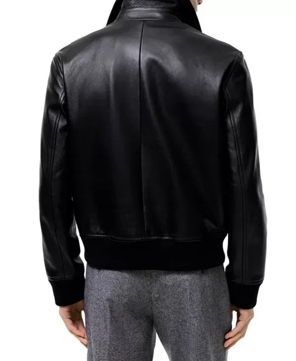 Мужская кожаная куртка из мягкой кожи Leather Bloomsbury Harrington Burberry, черный — фото 2