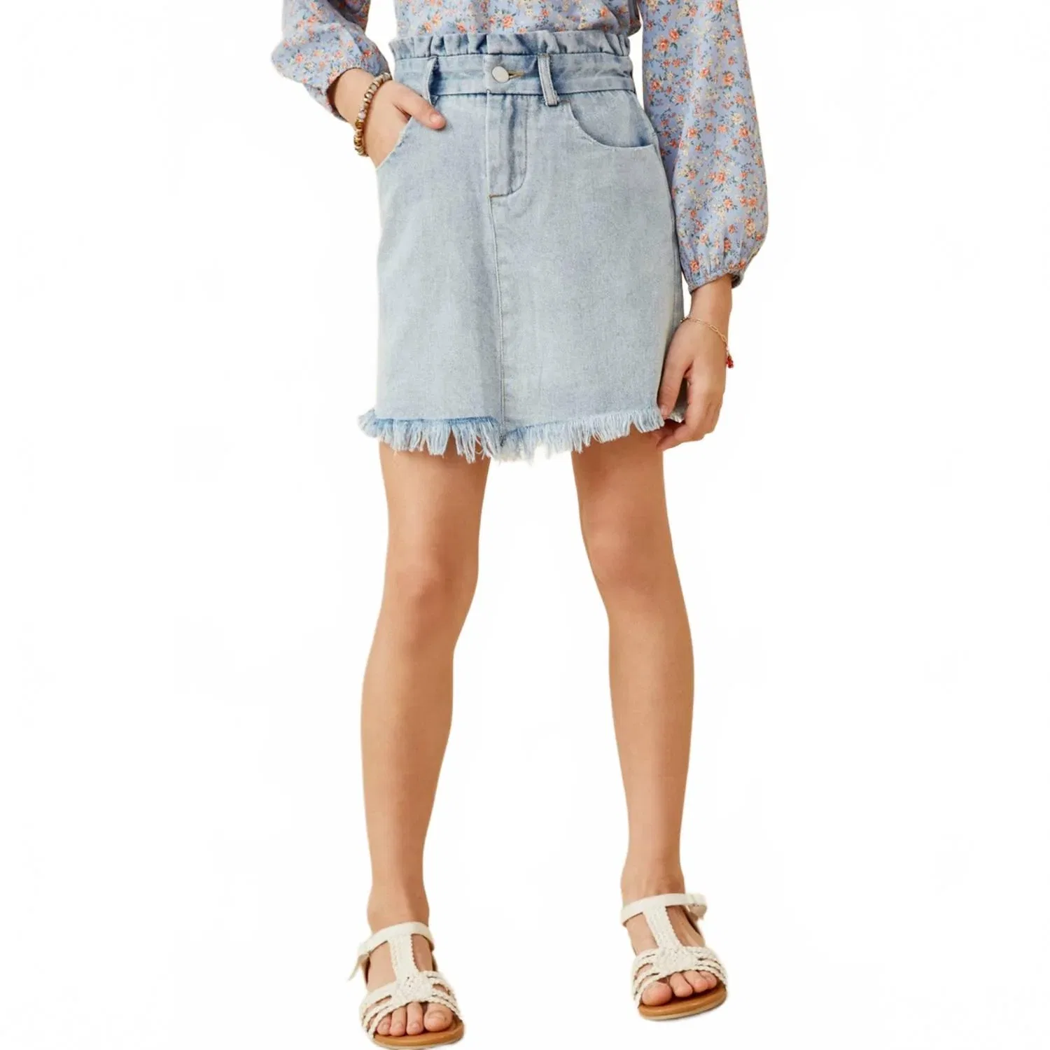 Детская юбка из денима с принтом Country Girl Jean Skirt Hayden LA, Light Wash — фото 4