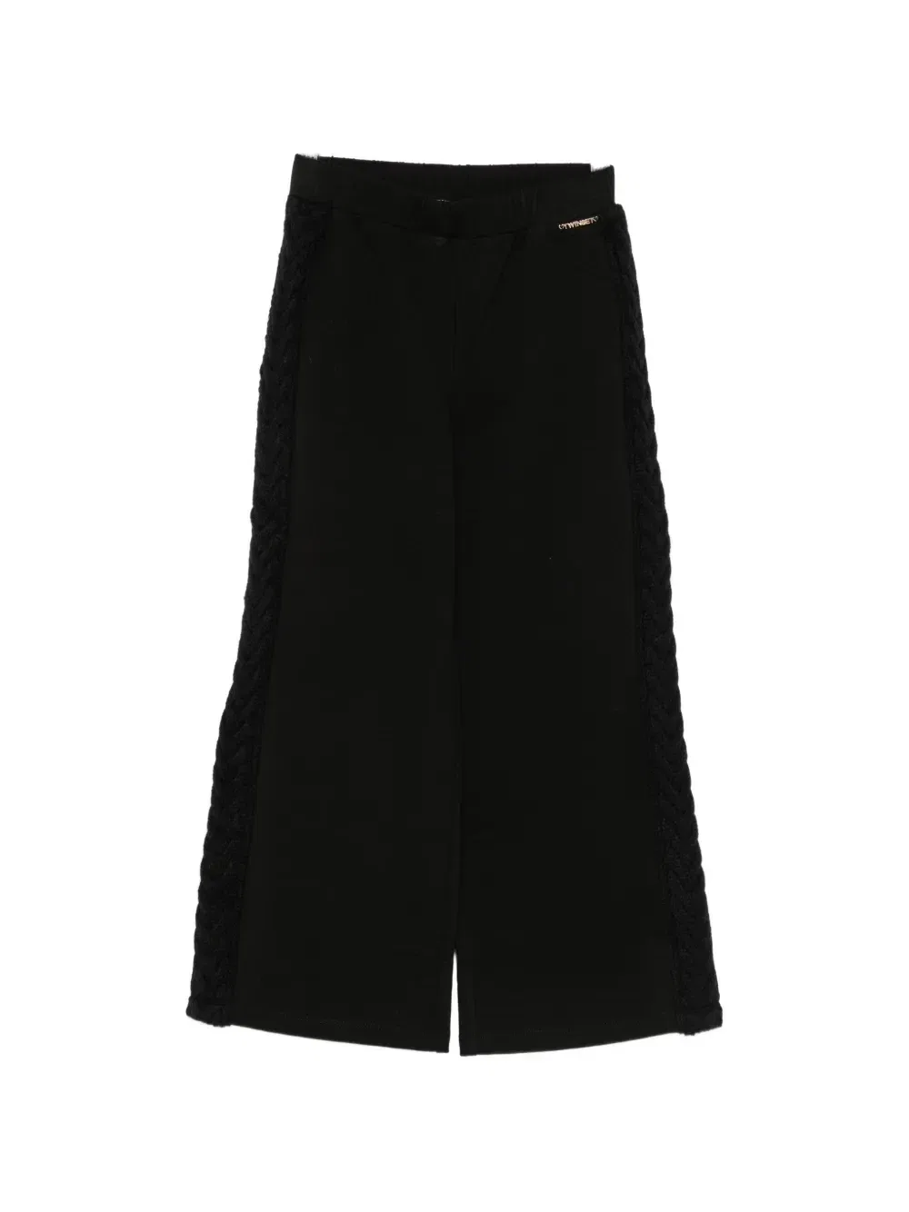 Брюки с боковыми полосками из косички Twinset Kids, черный