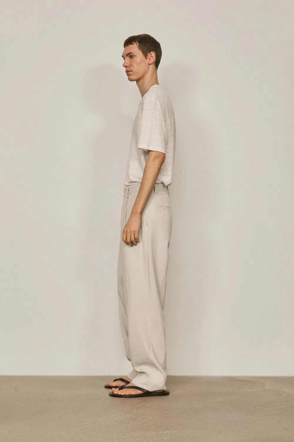 Брюки от костюма из 100% льна - лимитированная серия Massimo Dutti, кремовый — фото 3