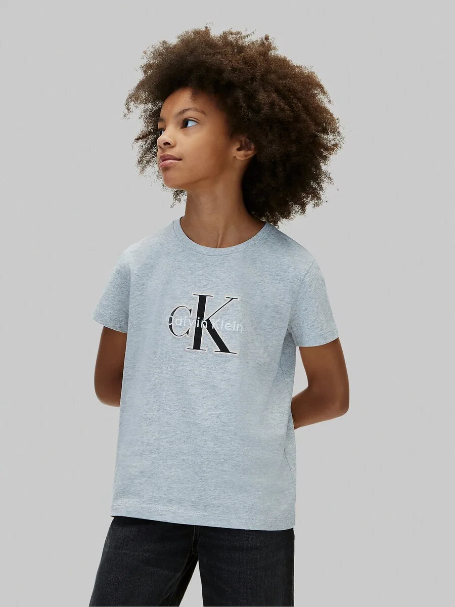 Футболка Calvin Klein Jeans 'SEASONAL' серого цвета — фото 2