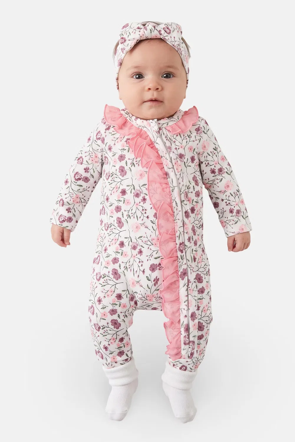 Боди-комбинезон с длинным рукавом с принтом Baby Essentials, разноцветный
