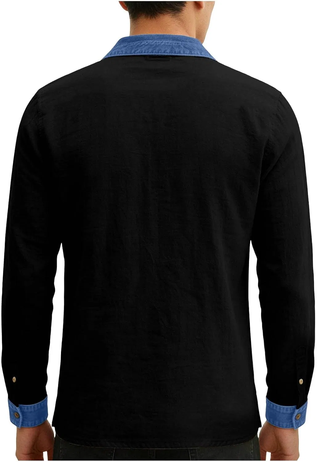 Мужская рубашка с принтом и заплатками, Long Sleeve T-Shirt, чёрный — фото 2