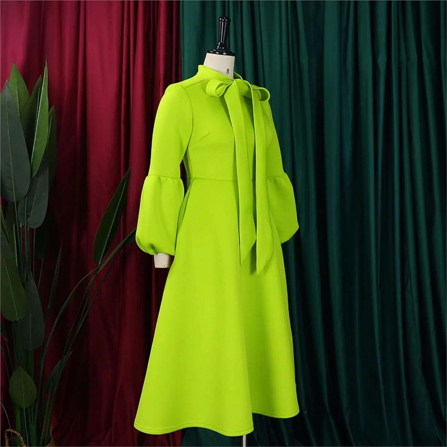 Женское вечернее платье с бантом и фонариками, Plus Size, Green — фото 3