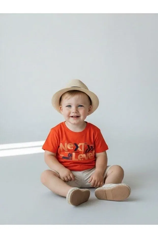 Детская футболка для мальчиков с принтом Zekids, Orange — фото 2