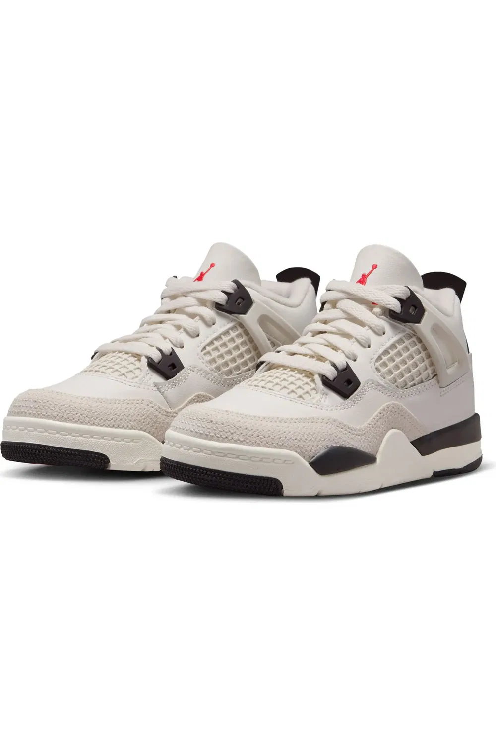 Детские кроссовки баскетбольные ретро Air Jordan 4 Retro, Sail/Black/University Red — фото 2