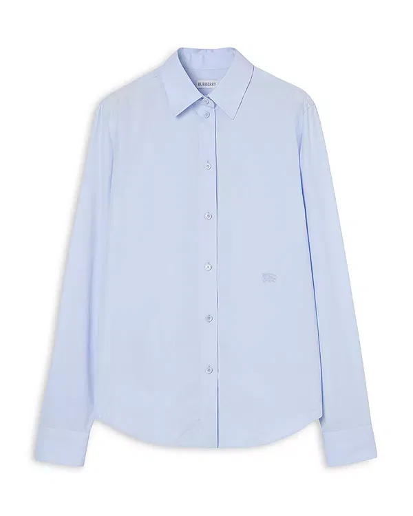 Женская рубашка из хлопкового поплина с вышивкой Regular Fit Burberry, Agapanthus Blue