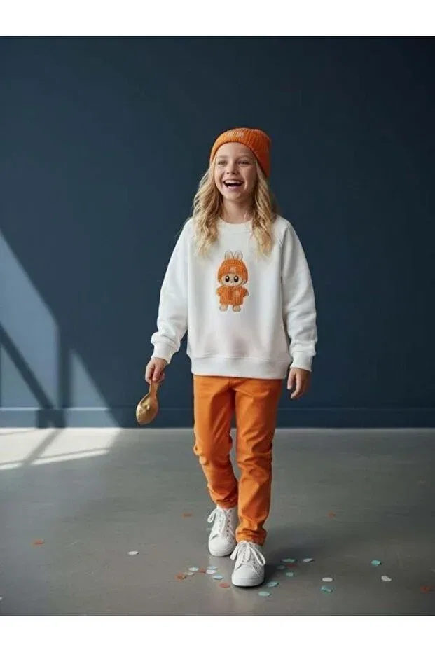 Детские свитшот для девочек с принтом Zekids, White