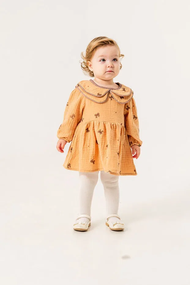 Детское платье для девочек хлопковое Jnf Kids, Light Brown — фото 2