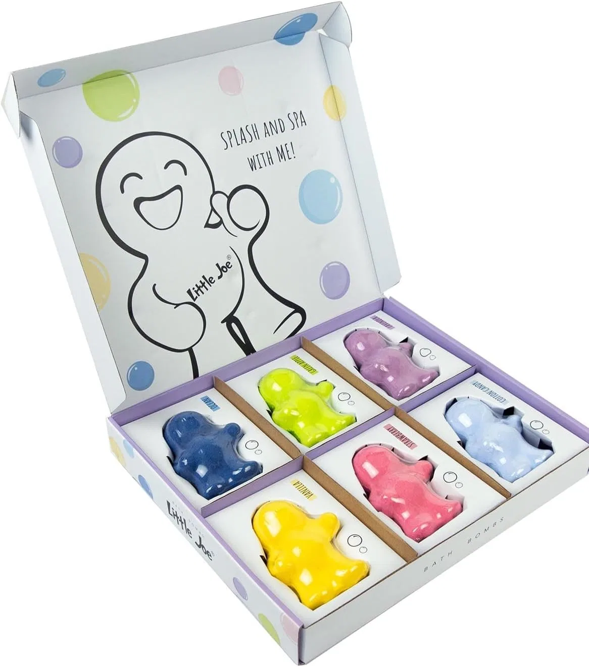 Бомбочки для ванн Bath Salt Figures Little Joe, 6 ароматов, 600 г, Blue, Green, Purple, Yellow, Pink and Light Blue — фото 4