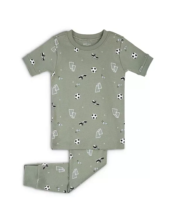 Детский комплект пижам для мальчиков с принтом Soccer Print Petit Lem, Dark Green