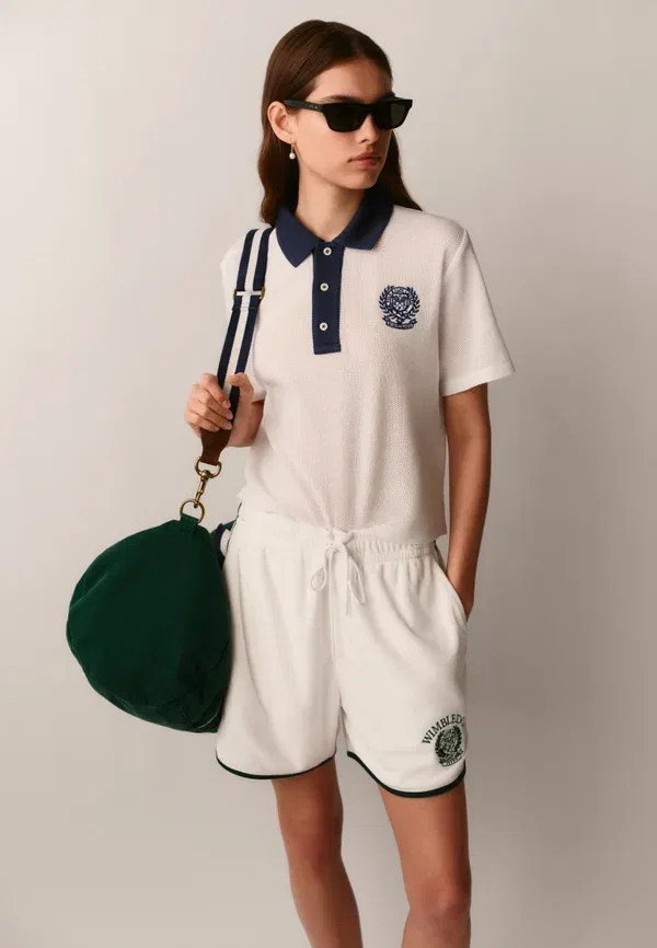Поло хлопковое Pique Wimbledon Polo Ralph Lauren, Deckwash White, Refined Navy, белый/темно-синий