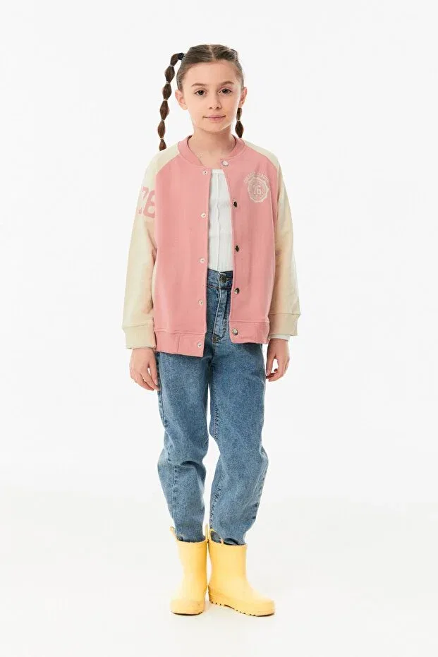 Детская куртка для девочек с принтом Sportswear Fulla Moda, Rose Color — фото 2