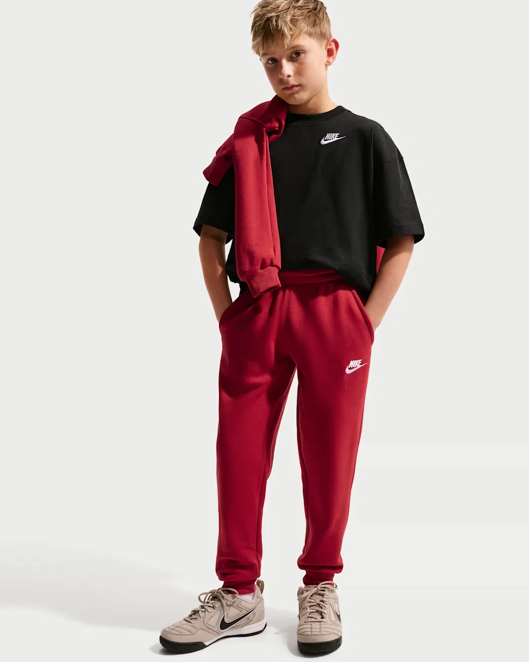 Детские спортивные штаны Nike Sportswear Club Fleece, Tough Red/White — фото 4