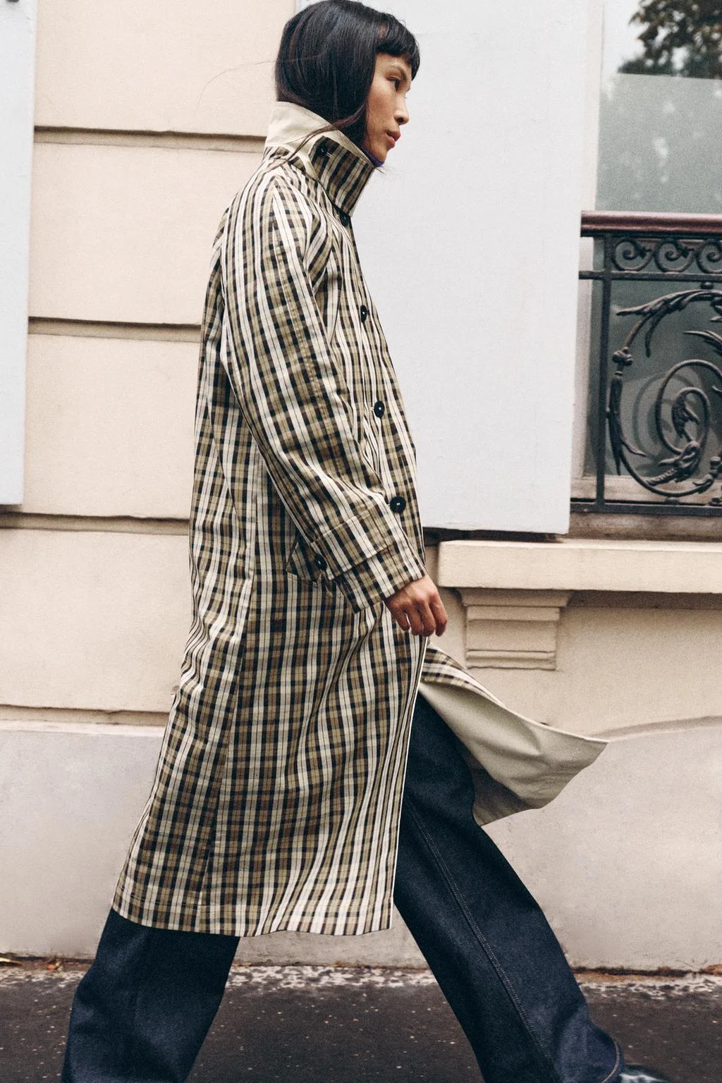 Тренч Zara двусторонний в клетку, бежевый — фото 4