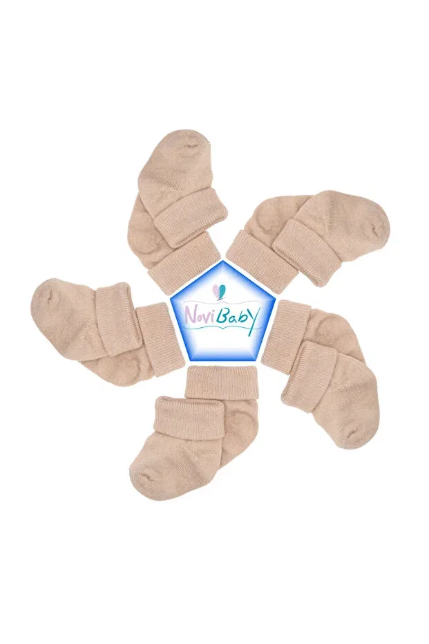 Детские носки для новорожденных хлопковые 5 штук Basics Novibaby, Beige — фото 3