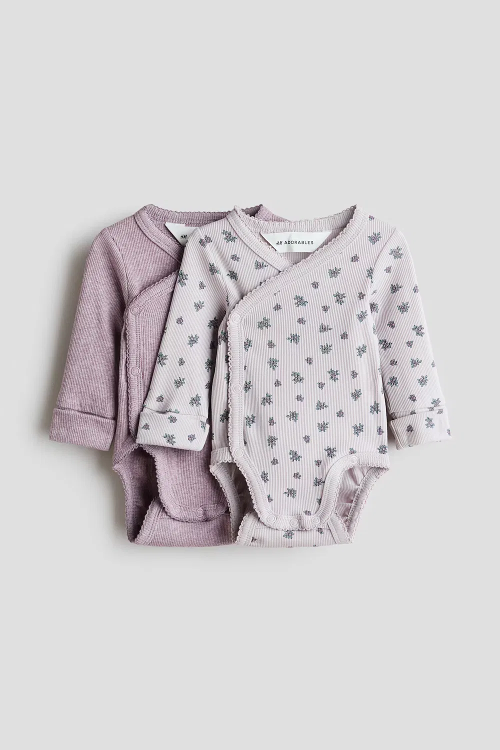 Комплект из 2 боди с функцией роста H&M, Helllila/Geblümt