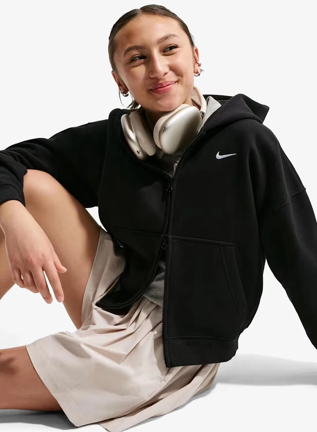 Худи с капюшоном на молнии Nike, черный — фото 3