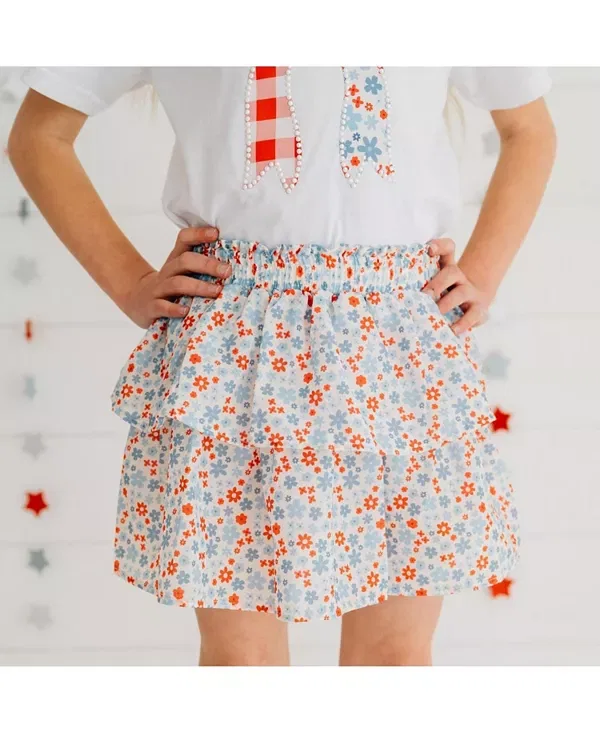 Детская юбка-шорты с принтом Patriotic Floral Skort Sweet Wink, мультиколор — фото 3