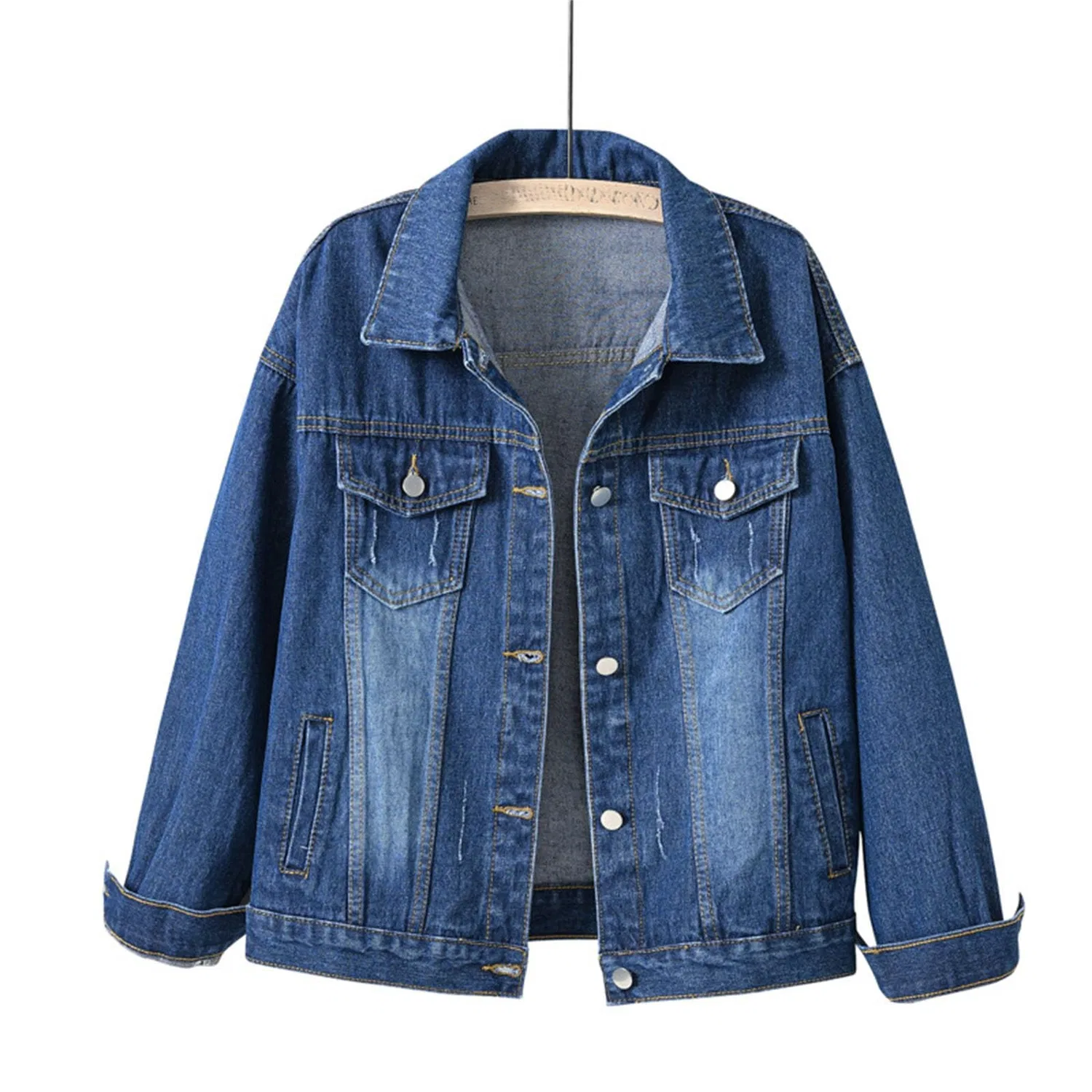 Женская джинсовая куртка с коротким рукавом 3/4, Denim scuro — фото 4