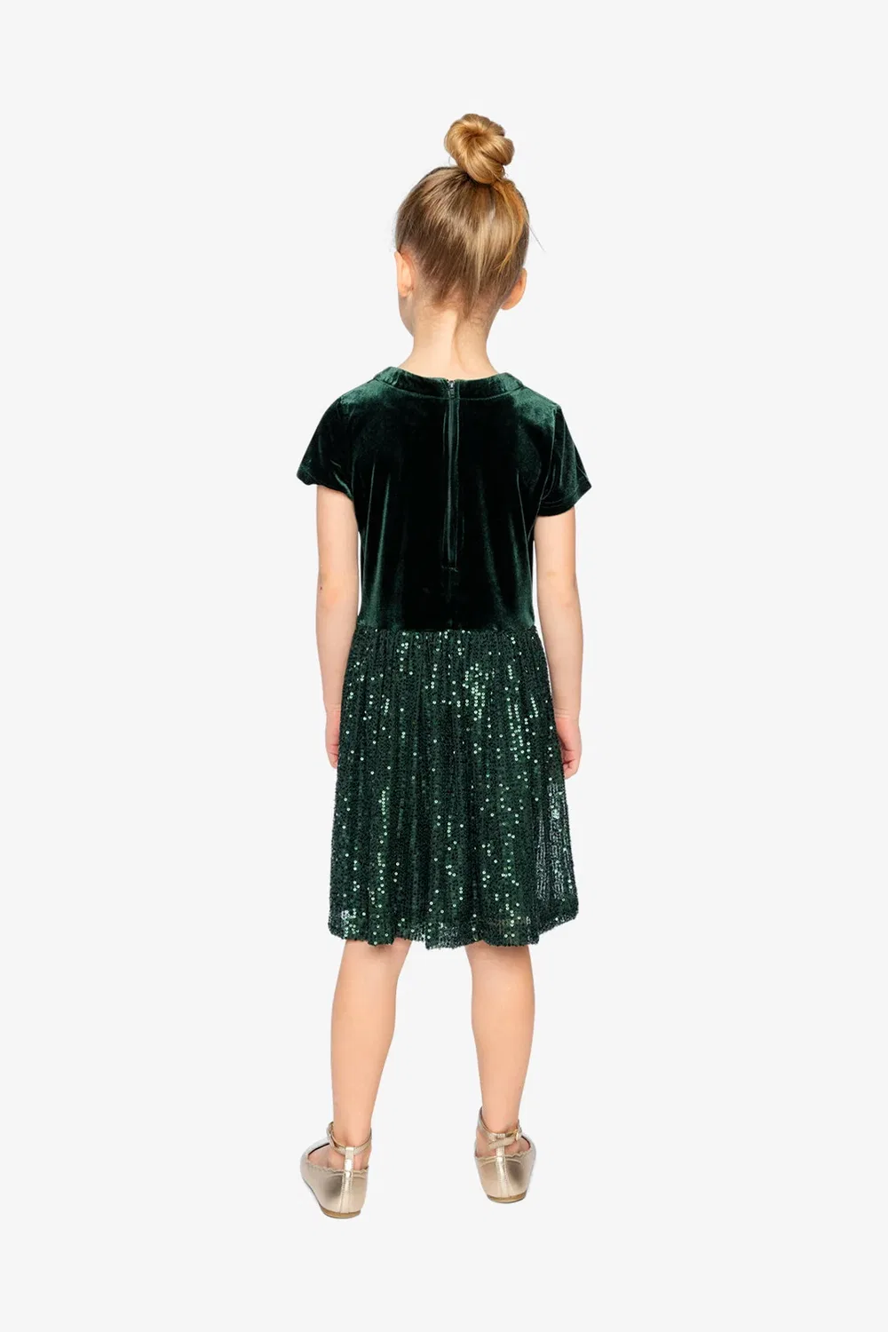 Детское платье для девочек с блестящей юбкой Christmas Couture Deux par Deux, Green Forest — фото 4