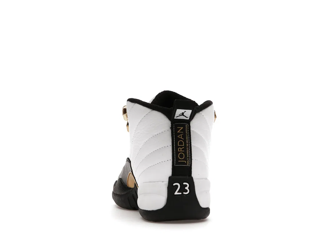 Детские кроссовки Lifestyle с принтом Jordan 12 Retro Jordan, White/Black-Metallic Gold — фото 4