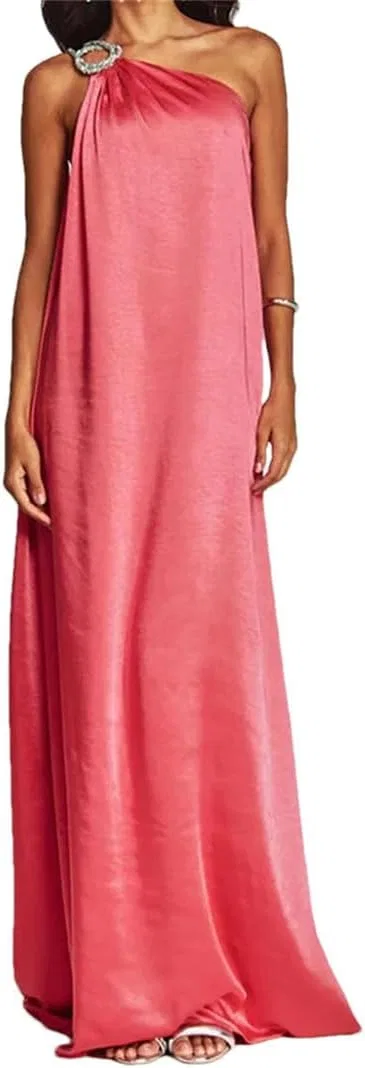 Женское вечернее платье с косым воротом Asymmetric, Rose