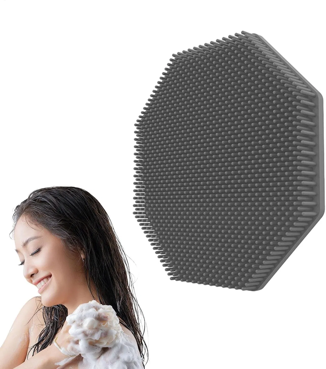 Силиконовая щетка для душа, Generisch, 50 г, Grau