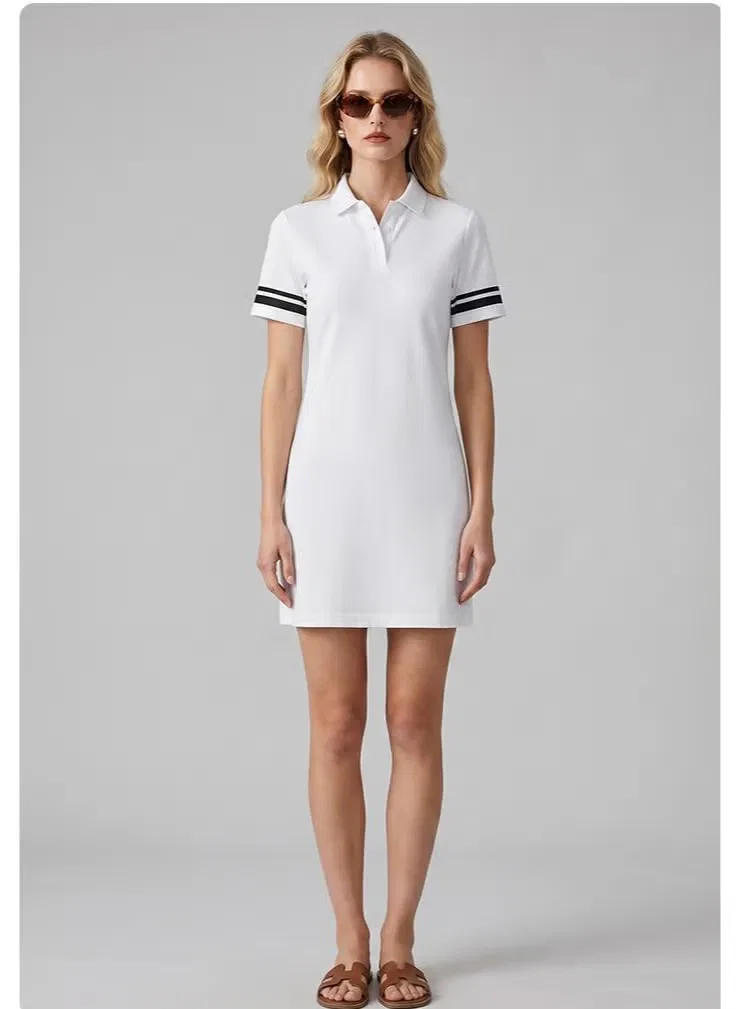 Платье-поло свободное с коротким рукавом Zara, белый — фото 2