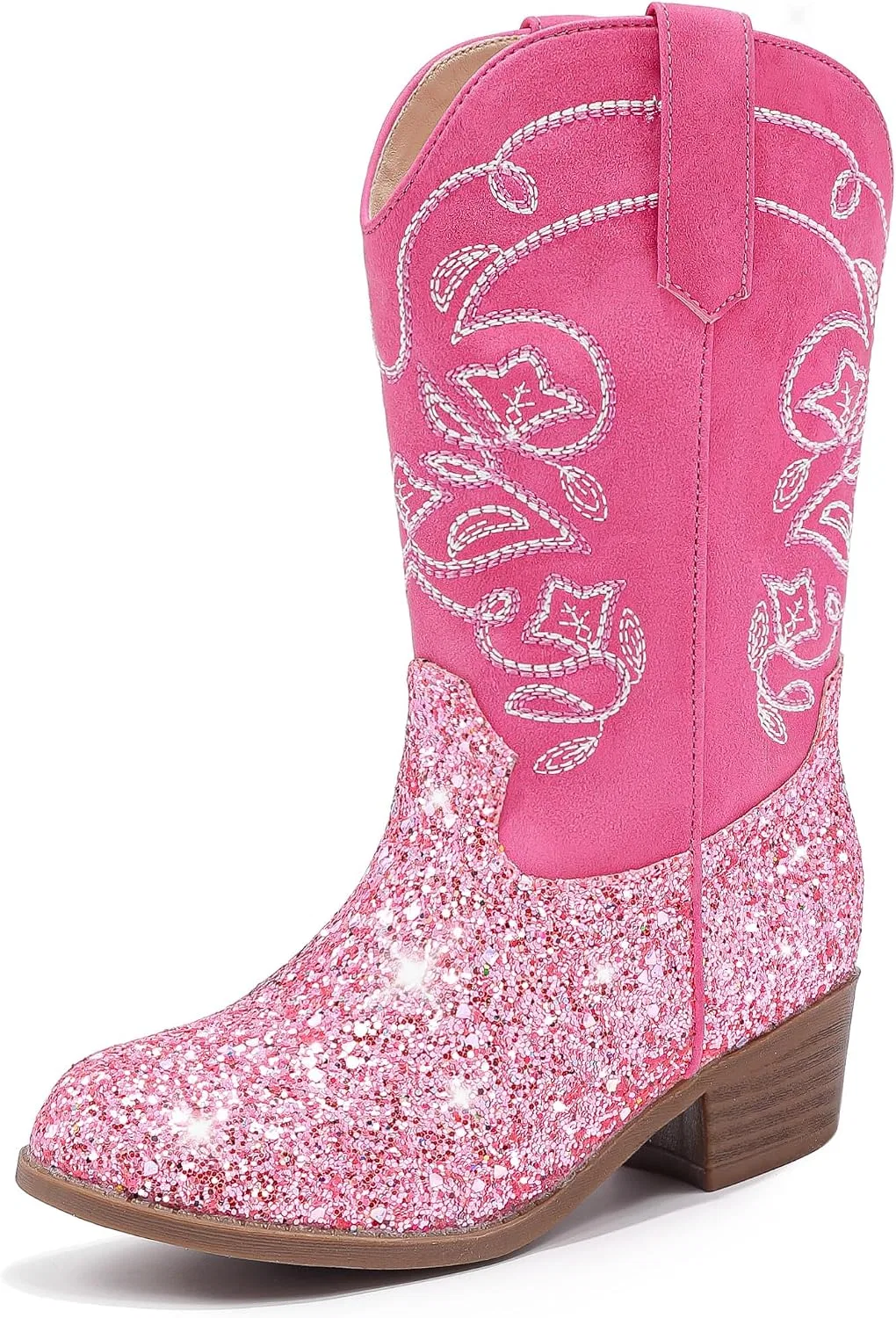 Детские сапоги для девочек с вышивкой Cowgirl Boots LAURMOSA, Pink Sequins