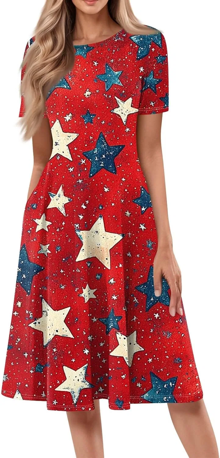 Женское повседневное платье миди American Flag, A-wine