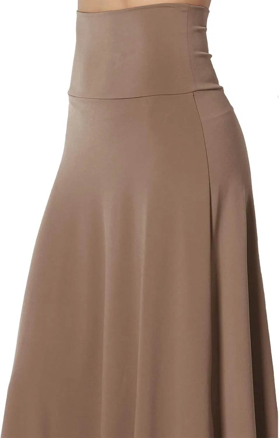 Женская A-силуэта юбка миди с высокой талией Flared Flowy, Beige — фото 3