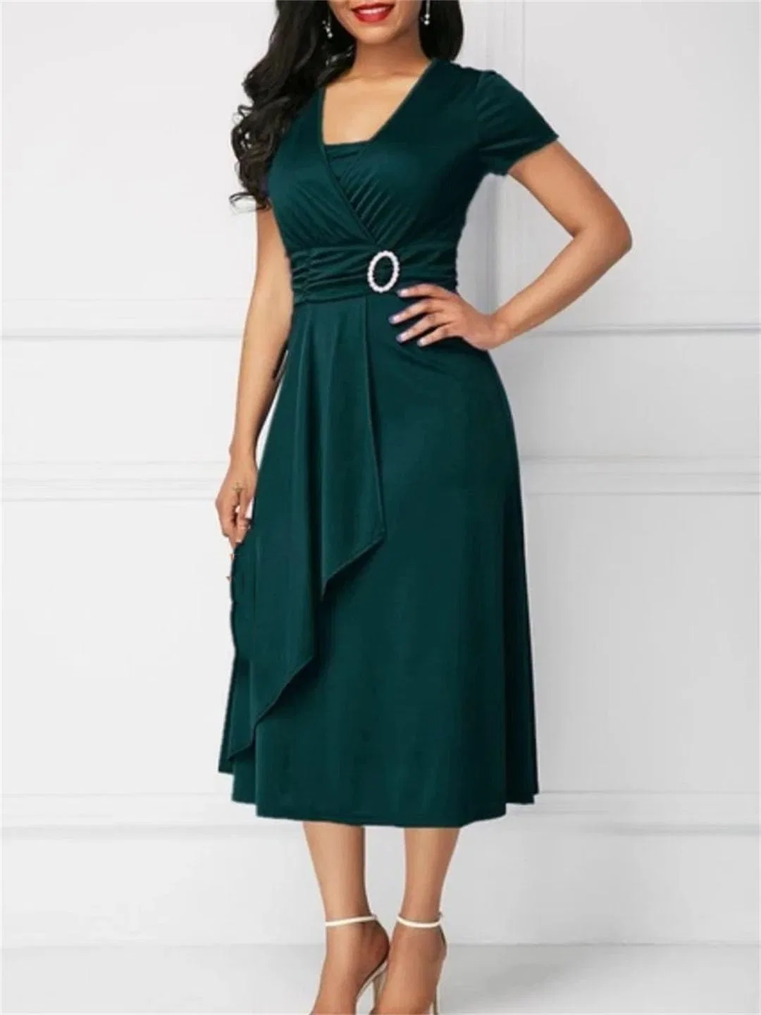 Женское летнее платье миди с асимметричным подолом Polyester, Lighten8 — фото 4