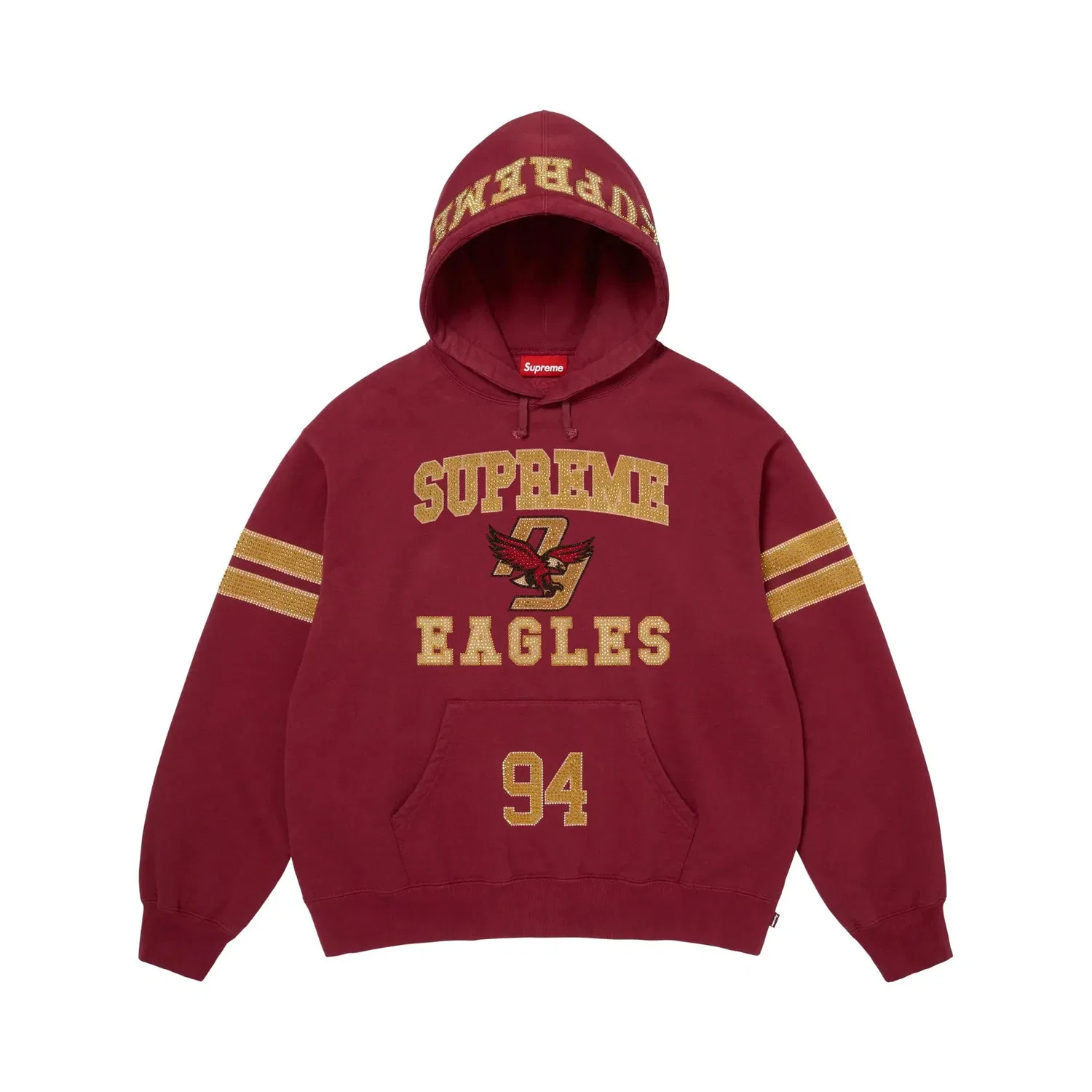 Свитшот с капюшоном Supreme Rhinestone Eagle Hooded Sweatshirt, Cardinal