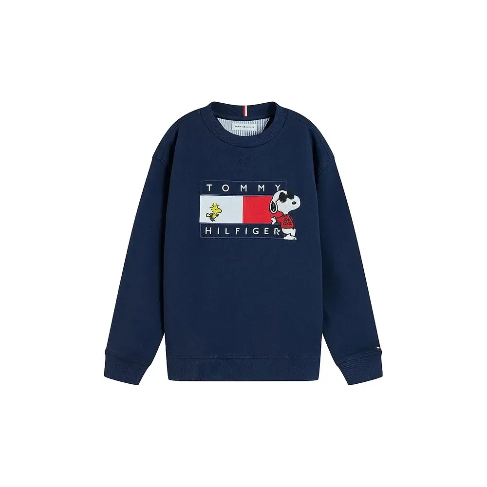Детский свитшот для девочек с принтом Peanuts Tommy hilfiger, Blue — фото 3