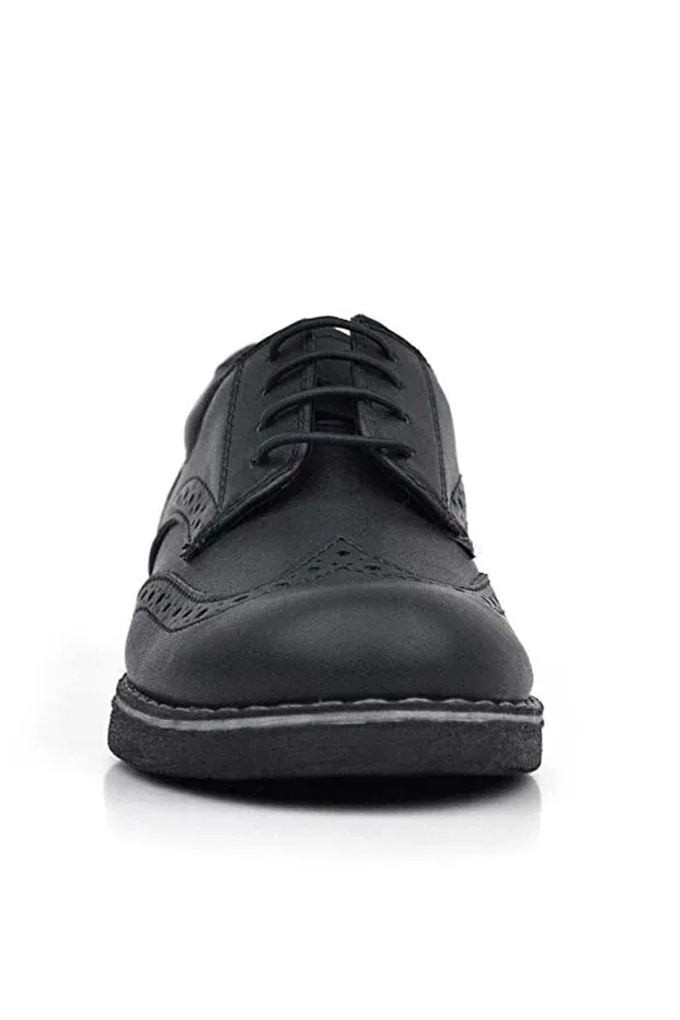 Детские ботинки для мальчиков классические Hidra black matte laced classic boys' shoes Rakerplus, Black — фото 4