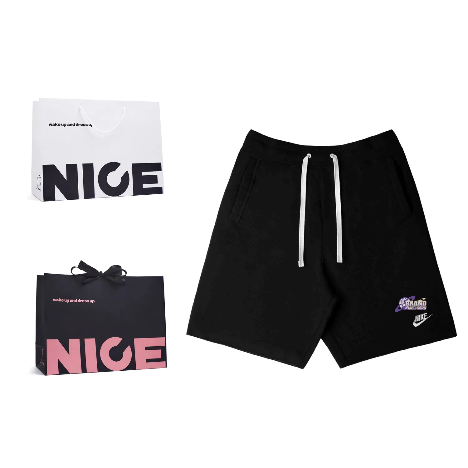 Мужские шорты повседневные с принтом Shopping Bag Nike, Black/White