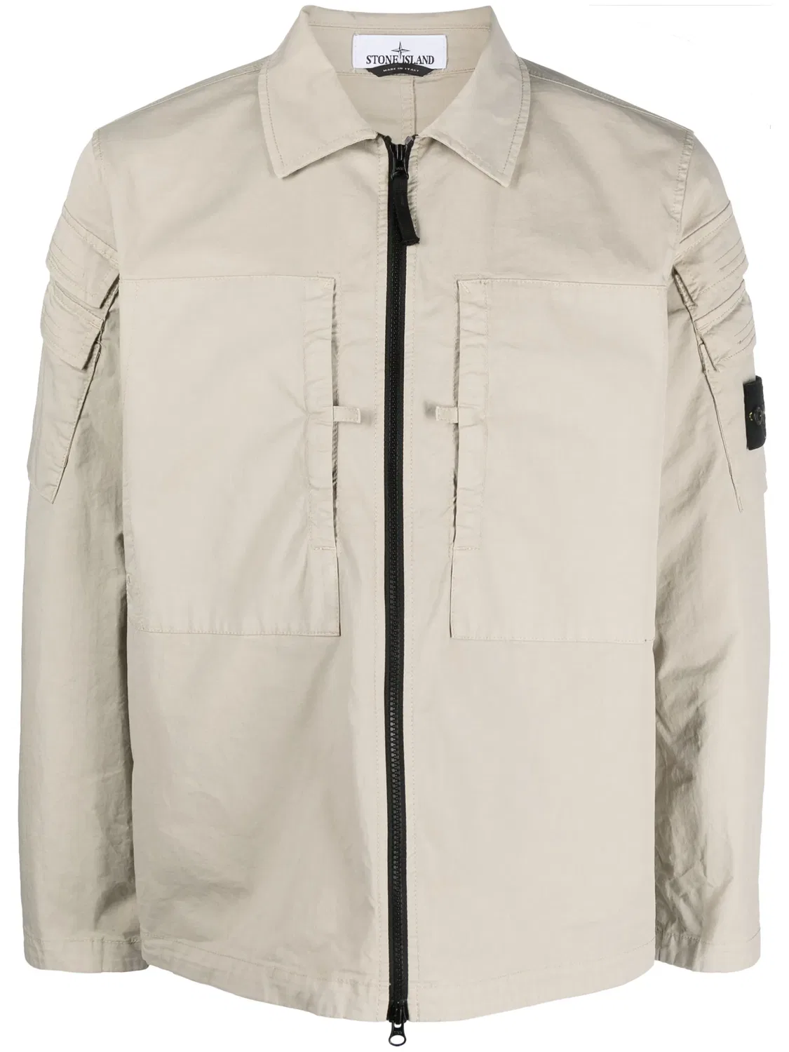 Рубашка-куртка с молнией и патчем Compass Stone Island, песочный бежевый