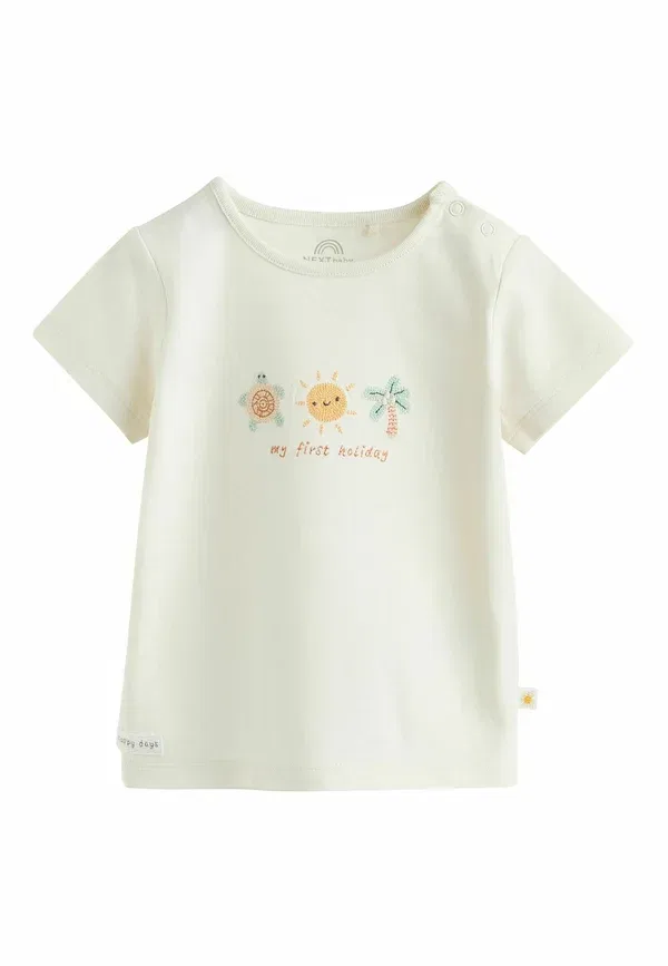 Комплект из топа и шорт, хлопок, Regular fit - top and short baby set, Next, Cream My First Holiday, кремовый — фото 4