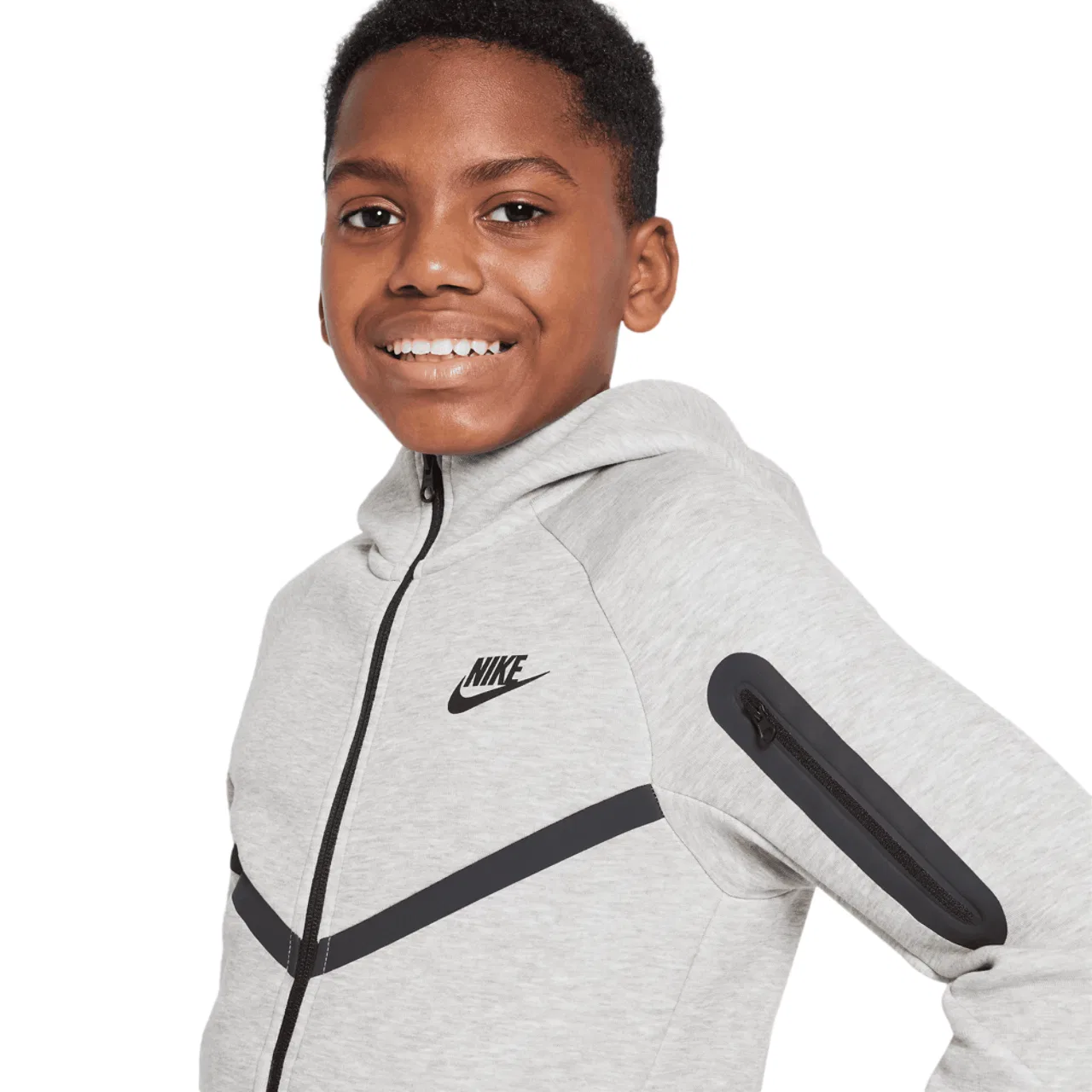 Худи для мальчиков Tech Fleece Full-Zip Nike, черный/серый — фото 3