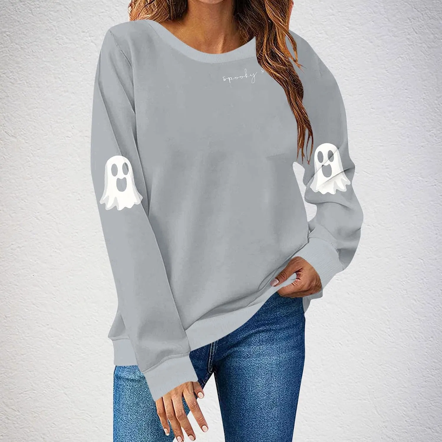 Женский свитшот с принтом Spooky Season, Aa Gray — фото 2
