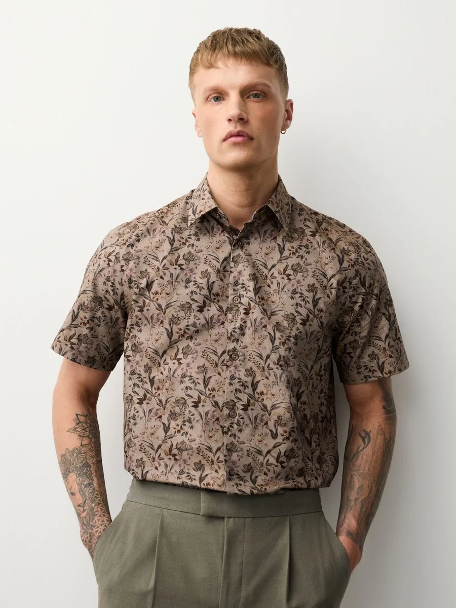 Рубашка Next стандартного кроя в цвете Umbra, парча — фото 2
